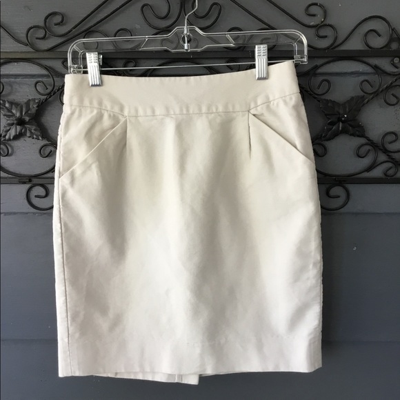 J Crew Off White Cream Pencil Skirt 0 - Picture 1 of 2